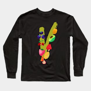 Vegan Fruit Letter Long Sleeve T-Shirt